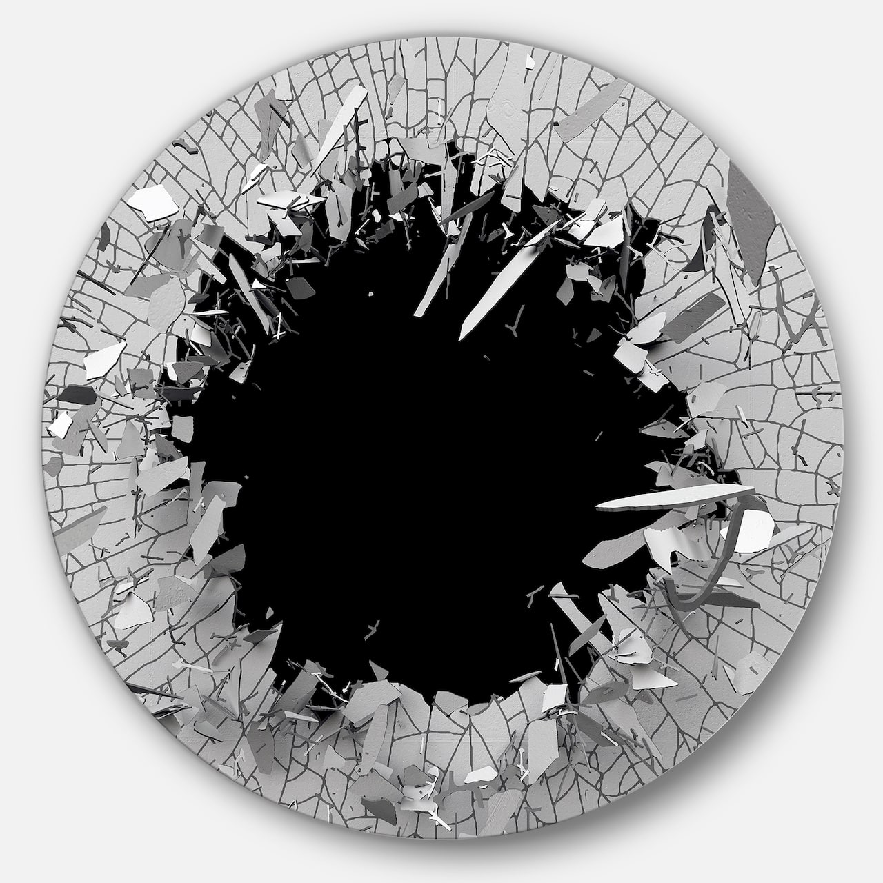 Designart - Abstract Broken Wall 3D Design' Abstract Round Circle Metal Wall Art